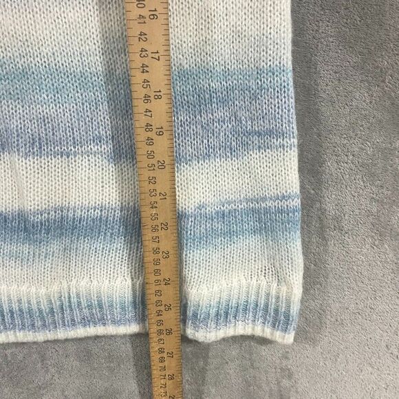 Gap Forever Cozy Knit Sweater Bluespace Dye Blue Striped Cozy Womens Size S - Picture 7 of 8